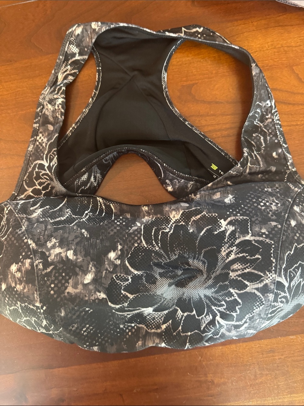 tek gear Black and Gray Floral Racerback Sports Bra